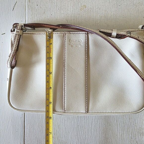 Coach 7578 Slim Demi Zip Shoulder Crossbody Bag Leather Ivory White Logo Lozenge - Picture 15 of 16